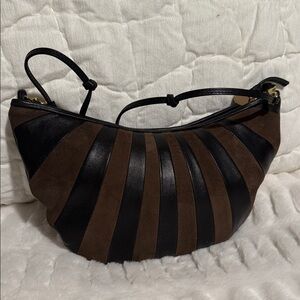Clare V lune Elegant Black and Brown suede  Bag
